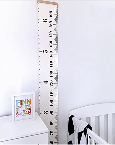 Comfysail Tragbare Roll-up Segeltuch und Holz Messlatte Höhe Diagramm um Kinder von der Geburt bis zum Erwachsenenalter,200*20cm - 2