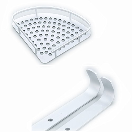 Pixnor Dusche Regal-Aluminium 2-stufig Bad Ecke Storage Rack Veranstalter (Silber) - 3