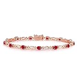 Daesar 18K Rotgold Damen Armband Charm Diamant Rubin 0.21 ct 17 CM Hochzeit Armband Echt Diamant