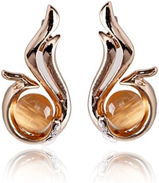 Jewelry Rarity Cat's Eyes Series "Phoenix " Austrian Crystal Orange Cat's Eyes Earrings 18K Gold Plating Copper-nickel Alloy Women Stud Fashion Diamond Earrings