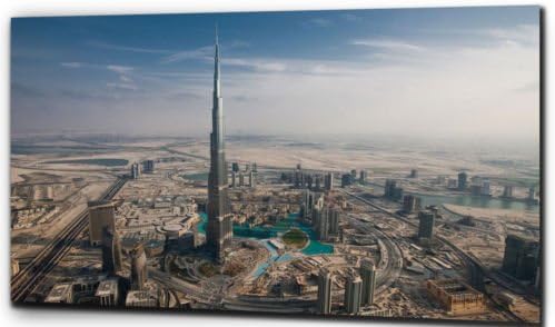 Dubai Landscape - Visions Made Real Canvas - Color: Black And White - Canvas Size: 20" X 32"