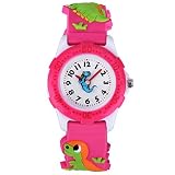 Kinder Uhr ZEIGER Kinderuhren 3D Cartoon Dinosaur Armbanduhr Jungenuhr Silikonk Quarz Schwarz Armbanduhr für Mädchen Jungen Kinder KW101-PINK