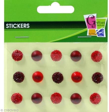 15x 10mm Red Frosted Rhinestone Stickers