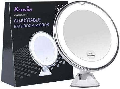 Mirror 10x Magnifying LED Lighted Makeup Bathroom Vanity Suction Cup Home Beauty