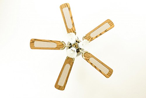 Pepeo Deckenventilator mit Licht Kisa, extra flach, Gehäuse Messing Antik, Flügel Mahagoni oder Eiche, 105 cm - 10