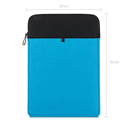 kwmobile Laptoptasche Filz Sleeve für 15″ 15,6″ Laptop / Ultrabook – Notebook Tasche Schutzhülle Laptop Case Hülle in Blau Schwarz Innenmaße: ca. 42 x 29 cm - 2