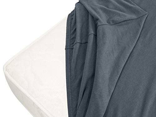 Jersey-Spannbetttuch in Top-Qualität – mit einer Steghöhe von ca. 35 cm – 100% Baumwolle – erhältlich in 6 verschiedenen Größen und 12 ausgesuchten Farben, 1 Stück – Jersey-Spannbetttuch ca. 200 x 220 cm, anthrazit - 7