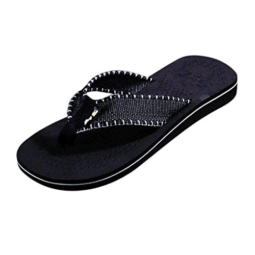 Herren Sommer Flip Flops Xinan Streifen Schuhe Sandalen Slipper (44, Schwarz)