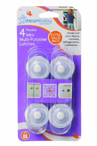 Dreambaby Mini Multi-purpose Latches - Extra Value (Pack Of 4, Transparent)