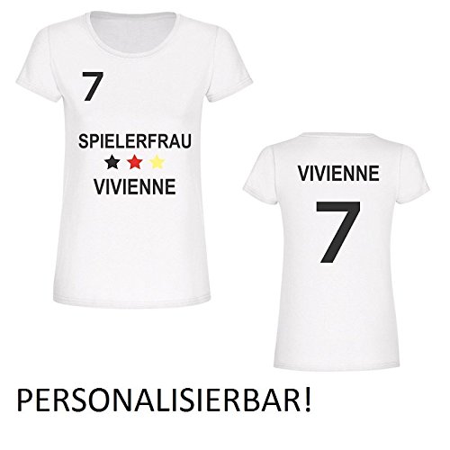 T-Shirt “Trikot” (für Frauen), personalisiert, Fun-Shirt, Fan-Shirt, Fan-Artikel, Fußball-Fanartikel, Deutschland, Fußballgeschenk, EM, WM (S)