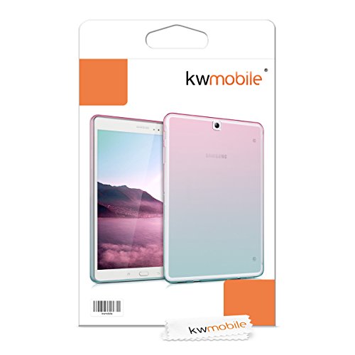 kwmobile Hülle für Samsung Galaxy Tab S2 9.7 T810N/T813N/T815N/T819N – Case Handy Schutzhülle TPU Silikon für Tablet – Backcover Cover klar Pink Blau Transparent - 6