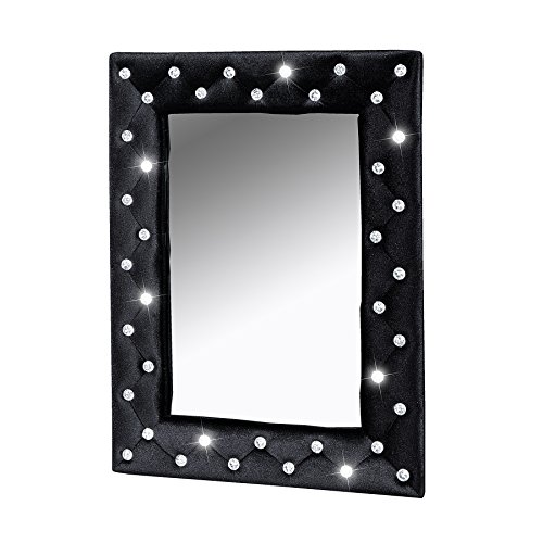Großer Wandspiegel BOUTIQUE 80x60 schwarz edler Samtstoff mit Strassknöpfen