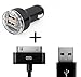 Produktbild Super Qualität High Power Langlebig Dual Kfz Schnell schwarz Ladegerät Adapter mit passender 1 Meter Rund USB Sync Daten Kabel für Apple iPad 3 iPad 2 ipad iphone 4 4s 3 Gs 3 G Ipod, indem TB1 Products