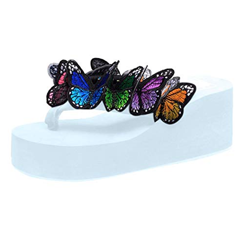 Preisvergleich Produktbild Damen Sandalen,Johiberty Frauen Flach Flip Flops Roman Sommerschuhe Schmetterling Blumen Keile Strand Clogs Hausschuhe Rutschfeste Walking Leder Cross-Tied Peeptoe Sandalen für Beach Outdoor Sport