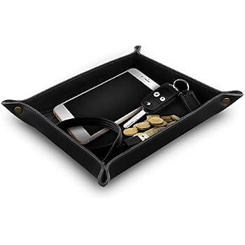LAMOTI Taschentuchbox-Abdeckung Mit Ablage – Aus PU-Leder, Braun, Für Rechteckige Boxen Bis 12,2 Cm