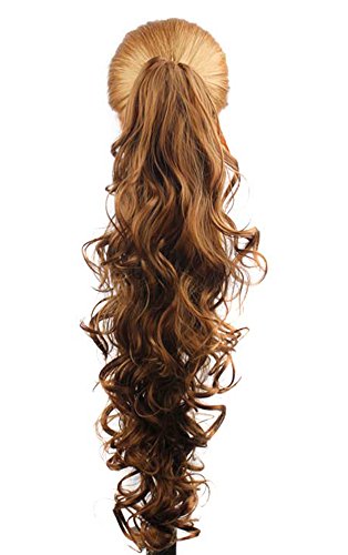 Quibine 31" Long Wavy/Curly Claw Clip Ponytail Hair Extensions Wig Hairpiece, 12#