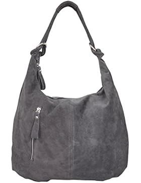 [Gesponsert]AMBRA Moda Damen Wildleder Handtasche Schultertasche Beutel Hobo Bag Veloursleder Suede WL808