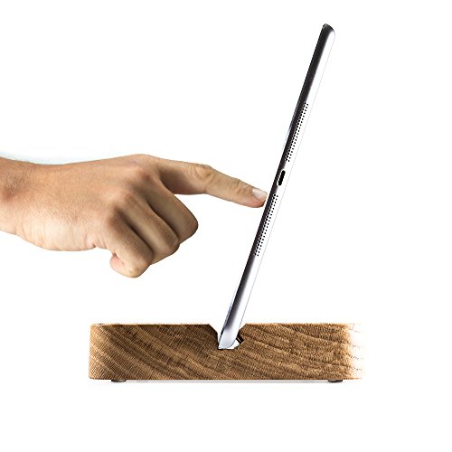 FORMGUT // iPad Ständer Holz, Tablet-halter für iPad Pro, Mini 2, 2 Winkel Neigungen, Schreibtisch, Bett oder Boden Halterung // Handmade in Germany // Eiche Massivholz - 2