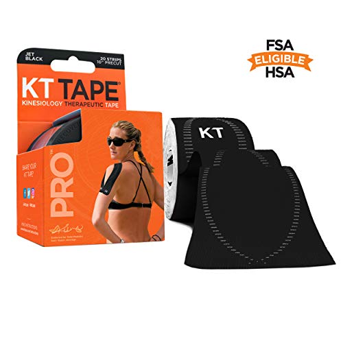 KT TAPE Pro - Cintas de kinesiología, 20 unidades, precortadas, color negro, Pro