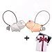 Produktbild Schlüsselanhänger Paar Schlüsselbund Schlüsselbund Kissing Elefanten Schlüsselringe Zink Legierung Schlüssel Haken Gürtel Clip Geschenk für Paare & Verliebte 3.9x2.5cm (Schwein Edelstahl & Rose Gold)