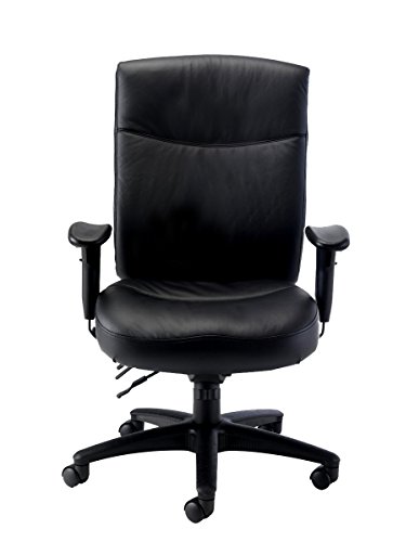 Office Hippo 24 Hour High Back Office Chair with Arms, Leather - Black