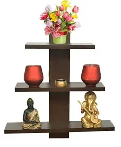 Dime Store Engineered Wood Wall shelf Home Decor items ,Glossy Finish ,Set Of 1,Brown