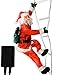 Produktbild Weihnachtsmann auf Leuchtleiter, verstellbar, Gesamthöhe 240 cm, für innen und außen, 8 Leuchtprogramme