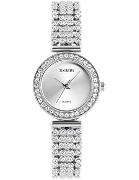 elegante bling manueller Diamant Damenuhr Silber Band mit Kristall-Quarzarmbanduhr Weisekleiduhr für Mädchen