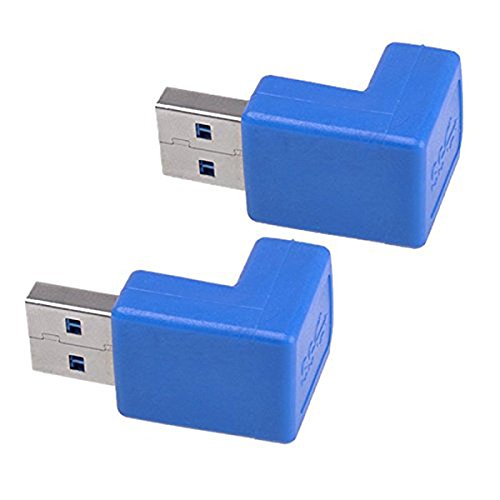 Stecker-Konverter – SODIAL(R)2-Pack USB 3.0 ein Mann zu einem weiblichen M / F 90 Grad Winkeladapter Stecker-Konverter Blau - 3