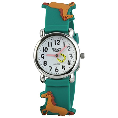 Teenie-Weenie Kinderuhr grn Pferde 3D Kautschukband Kinder Uhren UW767G