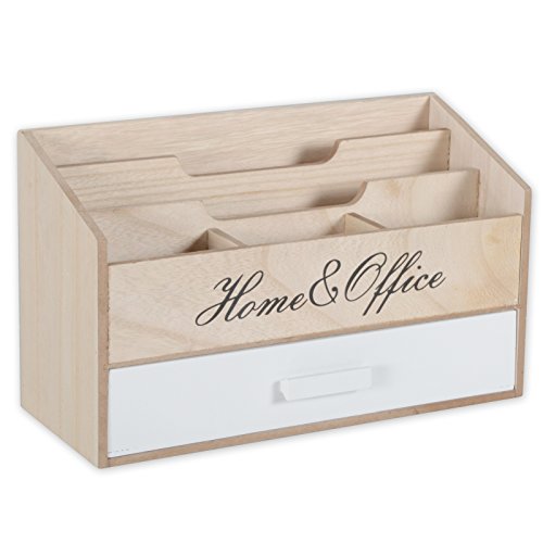 Briefbox HOME OFFICE Letterbox Briefablage Organizer Holz Shabby Chic Landhaus (Natur)