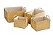 Premier Housewares Wheat Straw Baskets with Cream Fabric Lining - Set of 4 - Natural