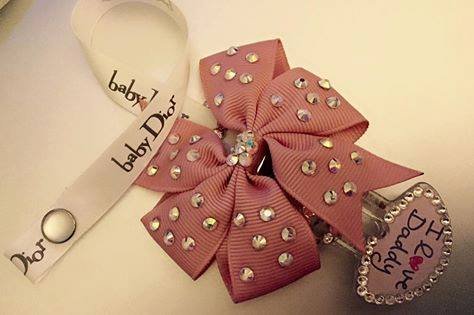 Dummy Clip Pacifier Clip crystal Pacifier Clip Swarovski love daddy baby bling designer dior ribbon baby dior posh baby pink bow newborn