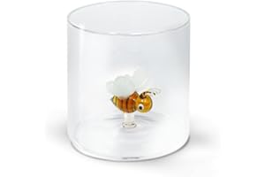 WD Lifestyle Bicchiere in vetro borosilicato. Capacità 250 ml. Decoro ape.