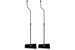 MAHARA Freestanding Speaker Mount Floor Stand Glass Base x2 - Surround Sound System Floor Stand Max 5kg - Speaker Stand Height Adjustable 80cm – 107cm - Speaker Stands for Home Cinema Sound System