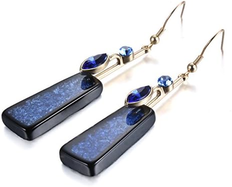 eManco "Deep Sea" Long Hook Blue Drop Dangle Earrings for Women Fashion Jewellery with Gift Box