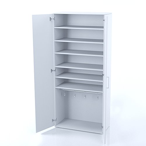 Schuhschrank TORGE 180 x 80 cm Weiß – Schuhregal Schrank Schuhständer Stiefelschrank Schuhablage - 5
