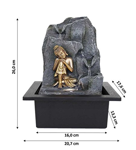 Zimmerbrunnen Dekobrunnen FoBuddha Rest ruhender Buddha mit LED 10647 - 5