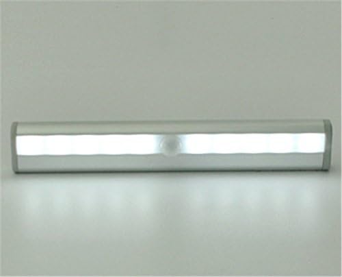 Hollwald Night Light Rechargeable Motion Sensor Light Human Body Induction Lamp Strip Shaped LED Bulb Stick-anywhere for Cabinet with ON/OFF/AUTO Mode Wardrobe Closet Stairs Kitchen Hallway Bathroom Bedroom Nursery 10-LED Portable Automatic Sensitive Wall Night Light Bar Aluminum shell with Magnetic Strip Stick-on Anywhere (sliver)