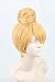 Topcosplay Women's Short Golden Yellow Straight Stand Top Bun Cosplay Wig Christmas Party Hair