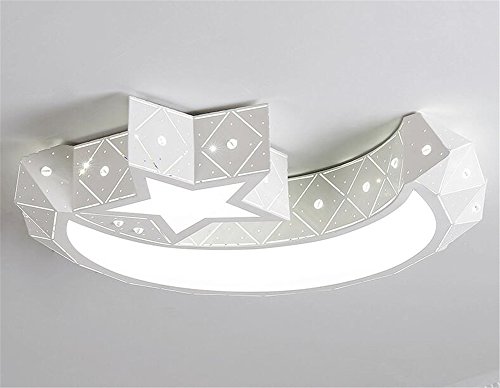 Preisvergleich Produktbild Malovecf Star Moon Led Deckenleuchte Eisen Schlafzimmer Deckenleuchte Mädchen Babyzimmer Deckenleuchte Kinderzimmer Deckenleuchte Deckenleuchten für Kinder (45cm 24W, Weißes Licht)