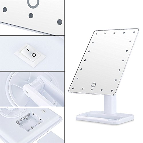 Dproptel Touchscreen 20 LED beleuchteter Kosmetikspiegel 180 frei drehbare bewegliche Make-up-Spiegel perfekt für Make-up Peeling, Badezimmer - 2