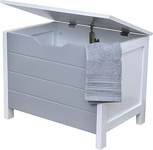 Aufbewahrungskiste, Wäschetruhe aus Holz - moderner Stil - Farbe WEIß