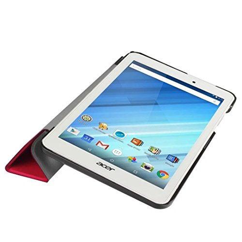 TIODIO® Für Acer One 8 B1-850 Hülle Case-Ultra Dünn Tri-Fold Smart-Muschel PU Leder Ultra Schlank Superleicht St?nder Smart Shell Cover Schutzhülle Etui Tasche, Reinigungstuch und Stylus enthalten, Rot - 6