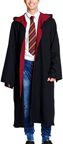 Magician robe with hood for adults for Harry Potter fans of Elbenwald black red