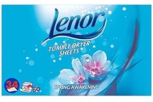 Lenor Fabric Tumble Dryer Sheets Spring Awakening, Helping Protect Your Clothes, 34 Sheets, Pack of 12