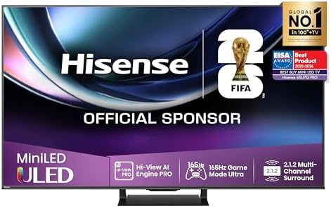 Hisense TV 75" Mini-LED 165Hz 4K 2025 75U72Q PRO, Smart TV VIDAA U9 con 1000+APP, Dolby Vision IQ, HDR 10+ Adaptive, 165Hz Game Mode Ultra, Dolby Atmos 2.1.2 con Subwoofer, Alexa Built-in, 75''