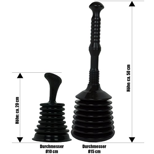 Sanea Saugglocke 2er-Set Pömpel für Küche und Bad beseitigt Abfluss-Verstopfungen kinderleicht – Durchmesser: 160mm und 100mm, Pömpel bestehend aus Kunststoff, für alle handelsüblichen Toiletten und Waschbecken geeignet (2er-Set) - 3