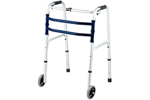 PLUS SANTE PLUS SANTÉ – Cadre de marche avec roues MARCHEO | aluminium léger, hauteur réglable 77,9 cm, pliage en un clic, idéal mobilité & rééducation, soutien sécurisé | 54×49×77 cm | charge 120 kg