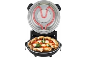 ADLER EUROPE Adler Hornos de Pizza Eléctrico AD 6314, 40 cm, Horneado Express, Control de Temperatura hasta 400°C, Temporizador 15 min, Negro, con 2 Espátulas y Bandeja